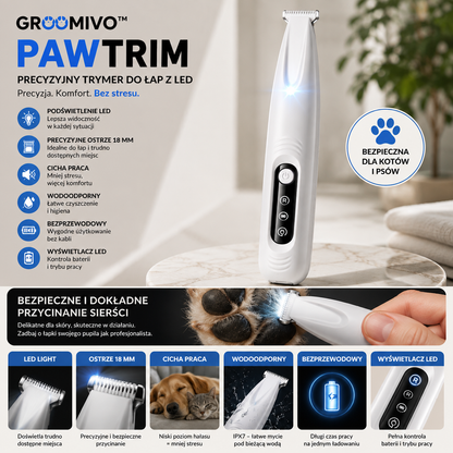 Groomivo™ PawTrim | Precyzyjny trymer do łap z LED